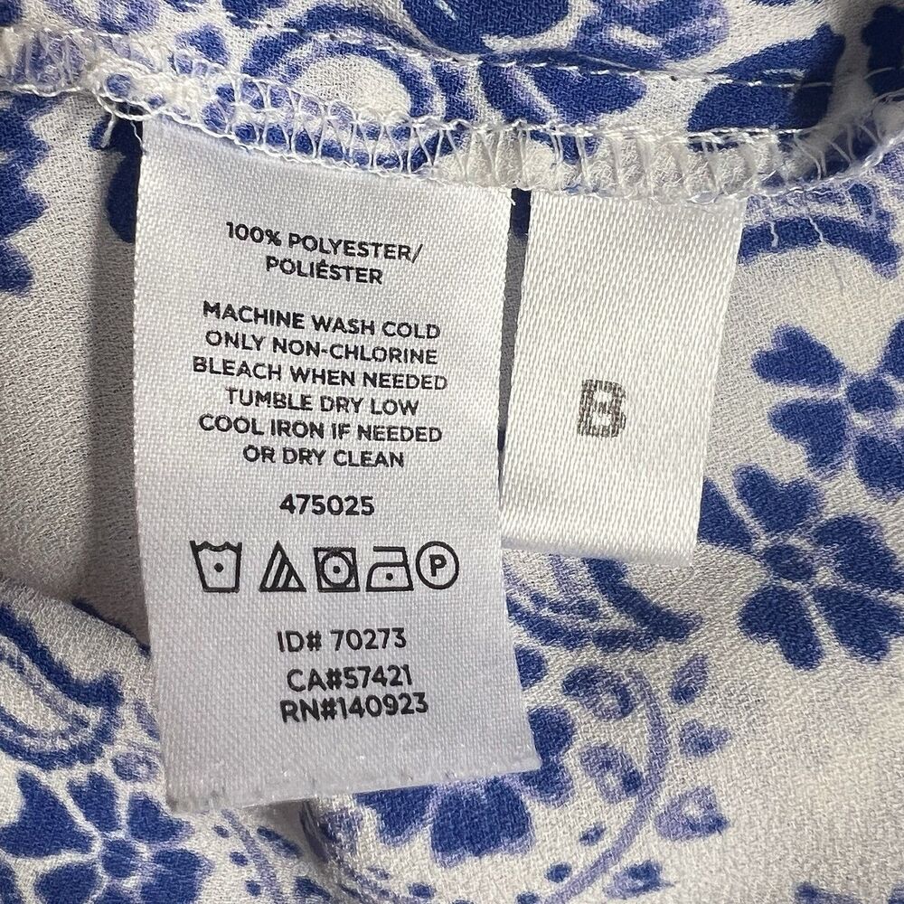 Loft Women’s Blouse Square Neck Small Blue White Floral Semi sheer - Picture 13 of 13